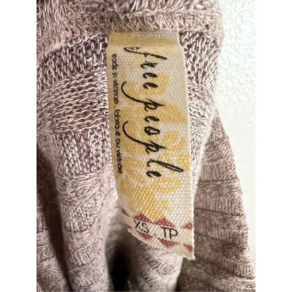 Free People Women's Clarissa Pullover Ribbed Mock Neck Sweater Tan/White Size XS - Picture 5 of 6